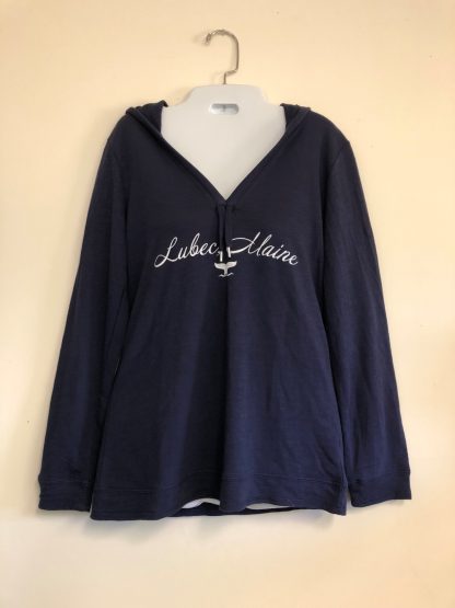 Lubec, Maine Whale tail Tie Front Slub Hoodie