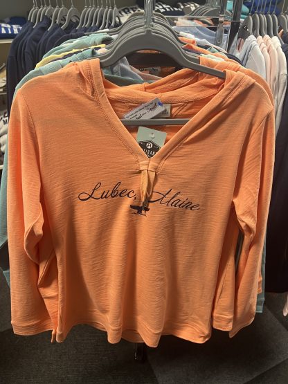 Lubec, Maine Whale Tail Tie Front Slub Hoodie - Image 3