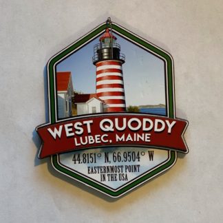 West Quoddy Wooden Magnet with Longitude and Latitude