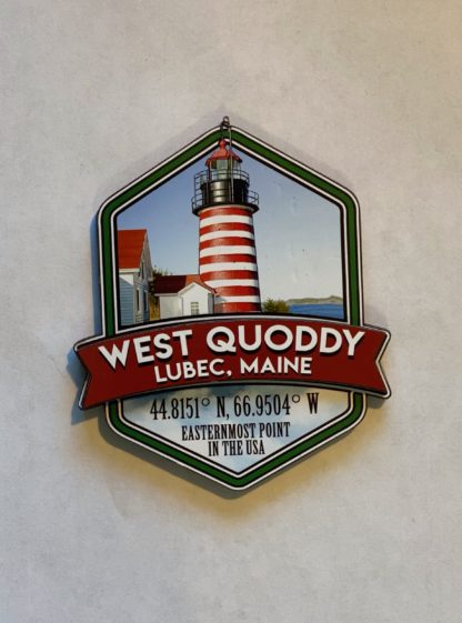 West Quoddy Wooden Magnet with Longitude and Latitude