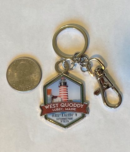 West Quoddy Keychain with Longitude and Latitude