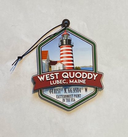 West Quoddy Wooden Ornament with Longitude and Latitude
